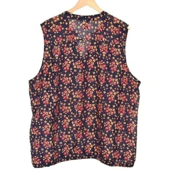 Torrid Navy Blue Floral Flowy V-Neck Button Front Tank Top Sz 4 - Picture 4 of 6